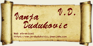 Vanja Duduković vizit kartica